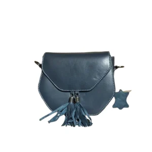 Elegant Midnight Blue Geometric Tassel Crossbody Bag
