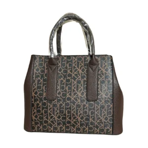 Elegant Signature Monogram Satchel Bag – Dark Brown