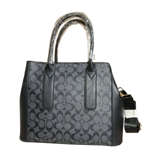 Luxury Monogram Embossed Faux Leather Tote - Classic Black