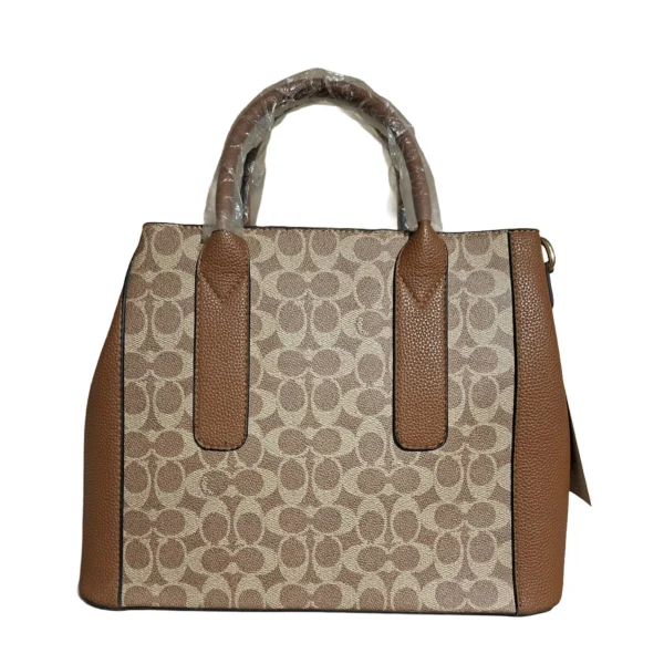 DFS-30_Camel_Brown_vtlf3x.webp Elegant Signature Monogram Satchel Bag - Tan & Brown Pebbled Trim