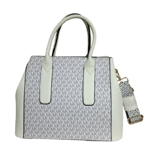 Elegant Signature Monogram Satchel with Detachable Woven Strap