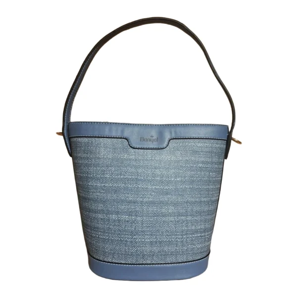 Danyel Chic Herringbone Bucket Bag - Blue & Faux Leather