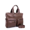 Professional Dark Brown Genuine Leather Laptop Briefcase Messenger Bag