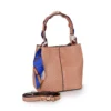 Elegant Blush Python Print Handbag with Scarf Wrapped Handle & Crossbody Strap