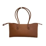 Woven Shoulder Tote Bag- Tan Brown